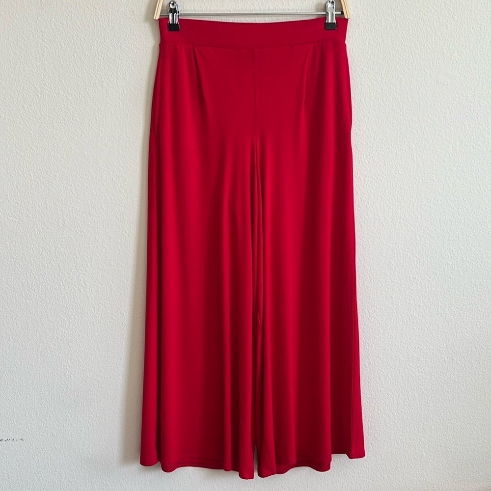 Kettlewell Red Wide Leg Culottes High Rise Elastic Waist Pockets Size S